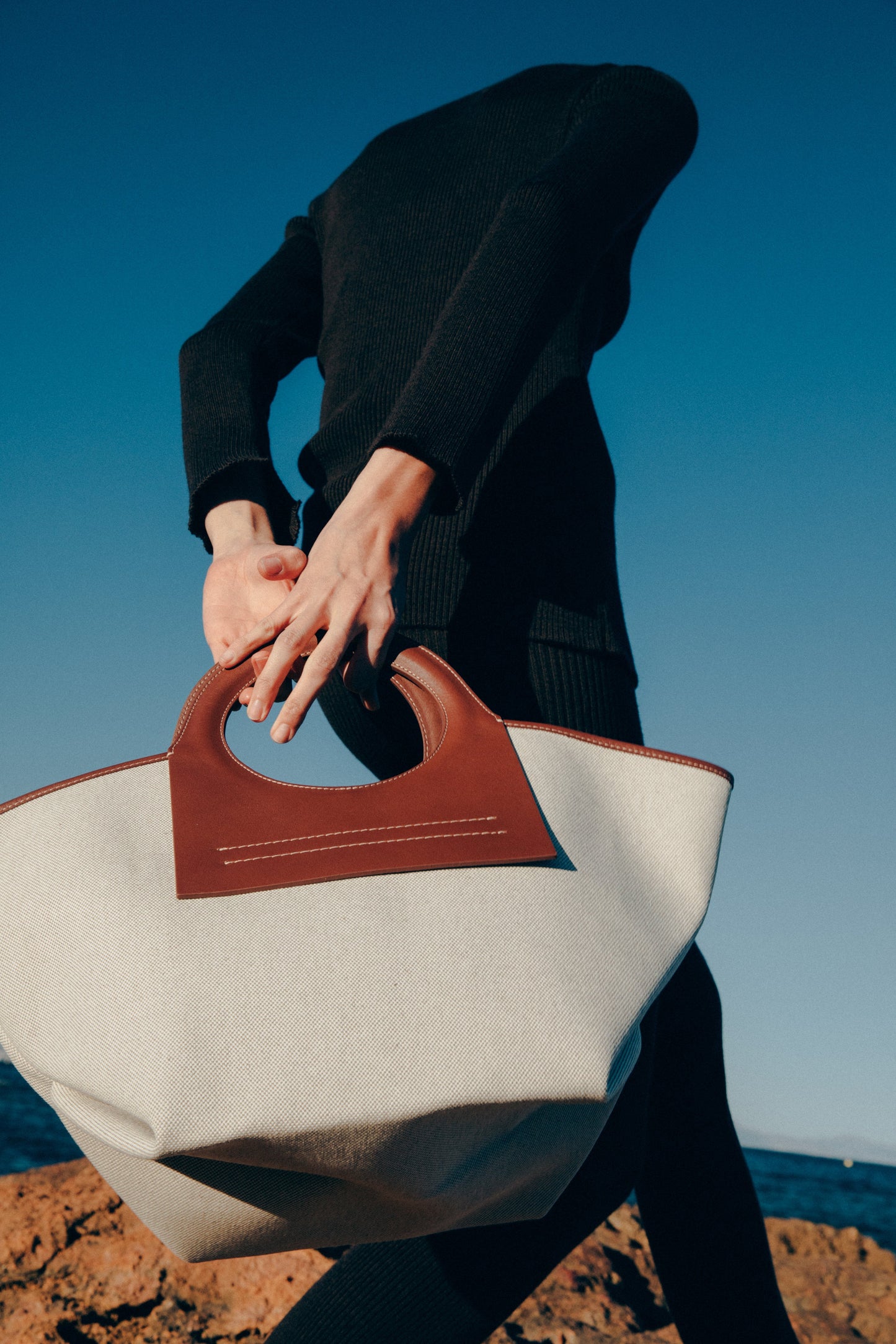 Hereu Outlet CALA S - Leather-trimmed Canvas Tote Bag - Women|Men