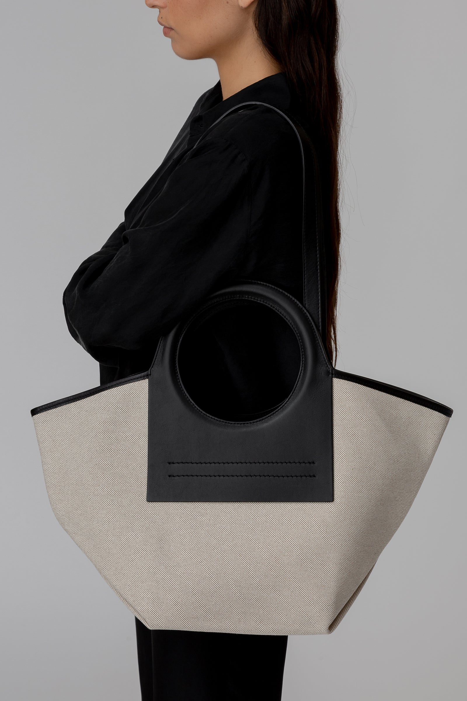 Hereu On sale CALA S - Leather-trimmed Canvas Tote Bag - Women|Men