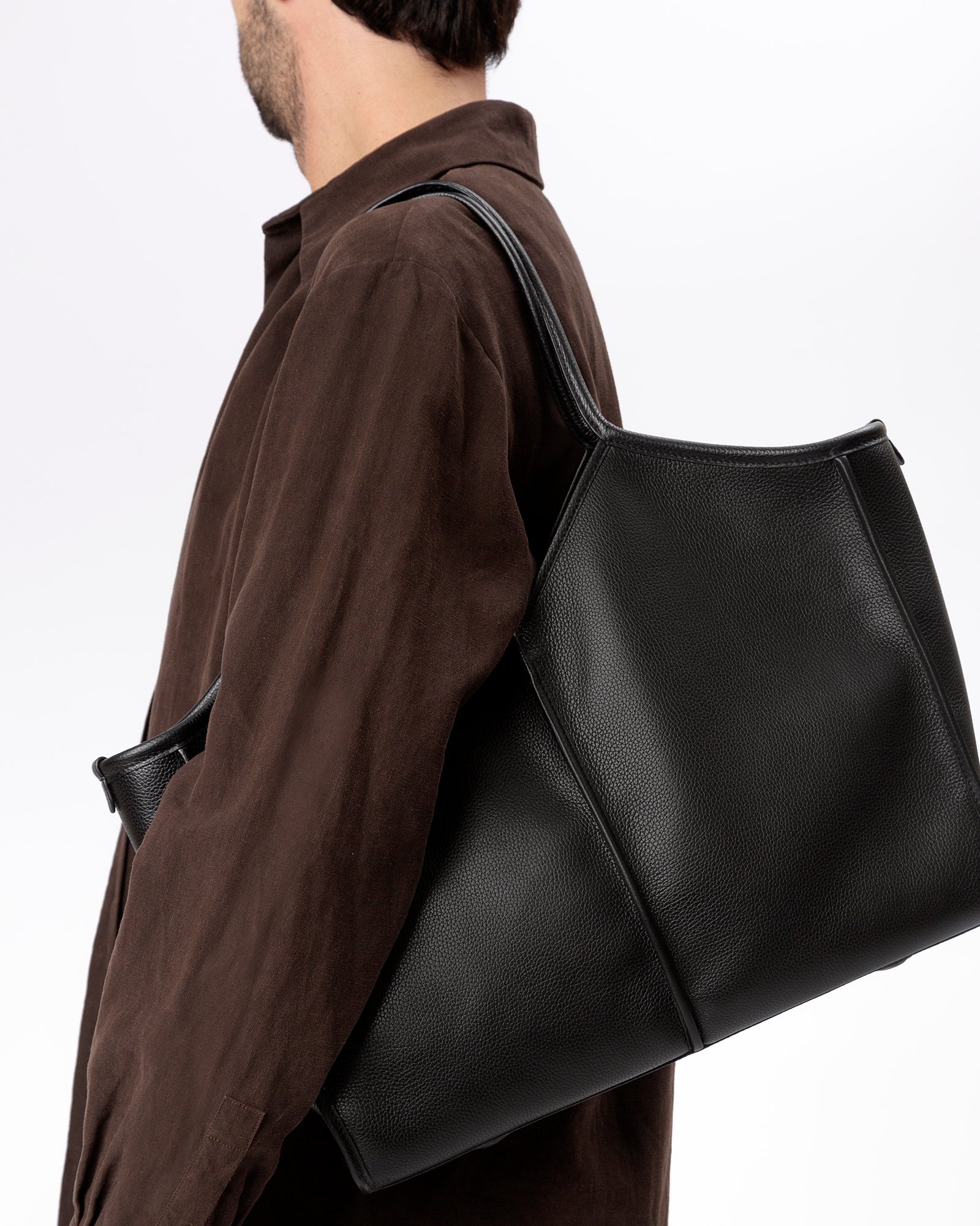Hereu US CALELLA SQUARED MEDIUM GRAINY - Leather-trimmed Tote Bag - Women|Men