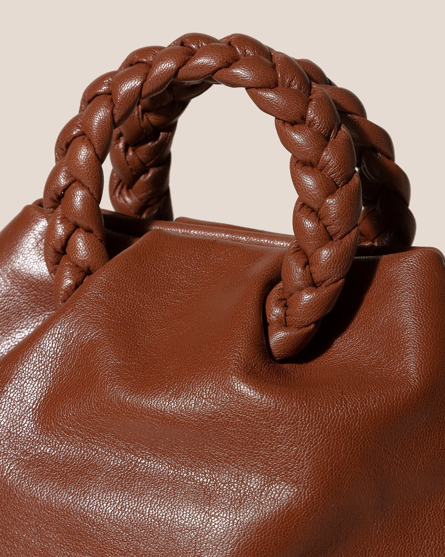 Hereu Discount BOMBON M SUPPLE SHINY - Medium Plaited-handle Leather Handbag - Women