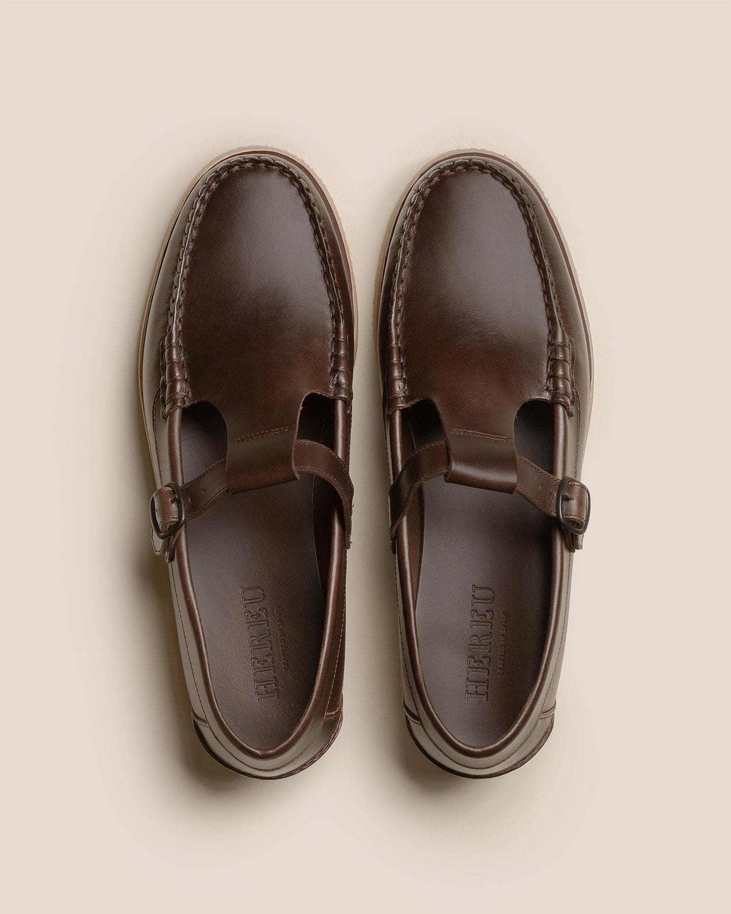 Hereu Outlet ALBER RUBBER VEG TAN - T-bar Loafer - Men