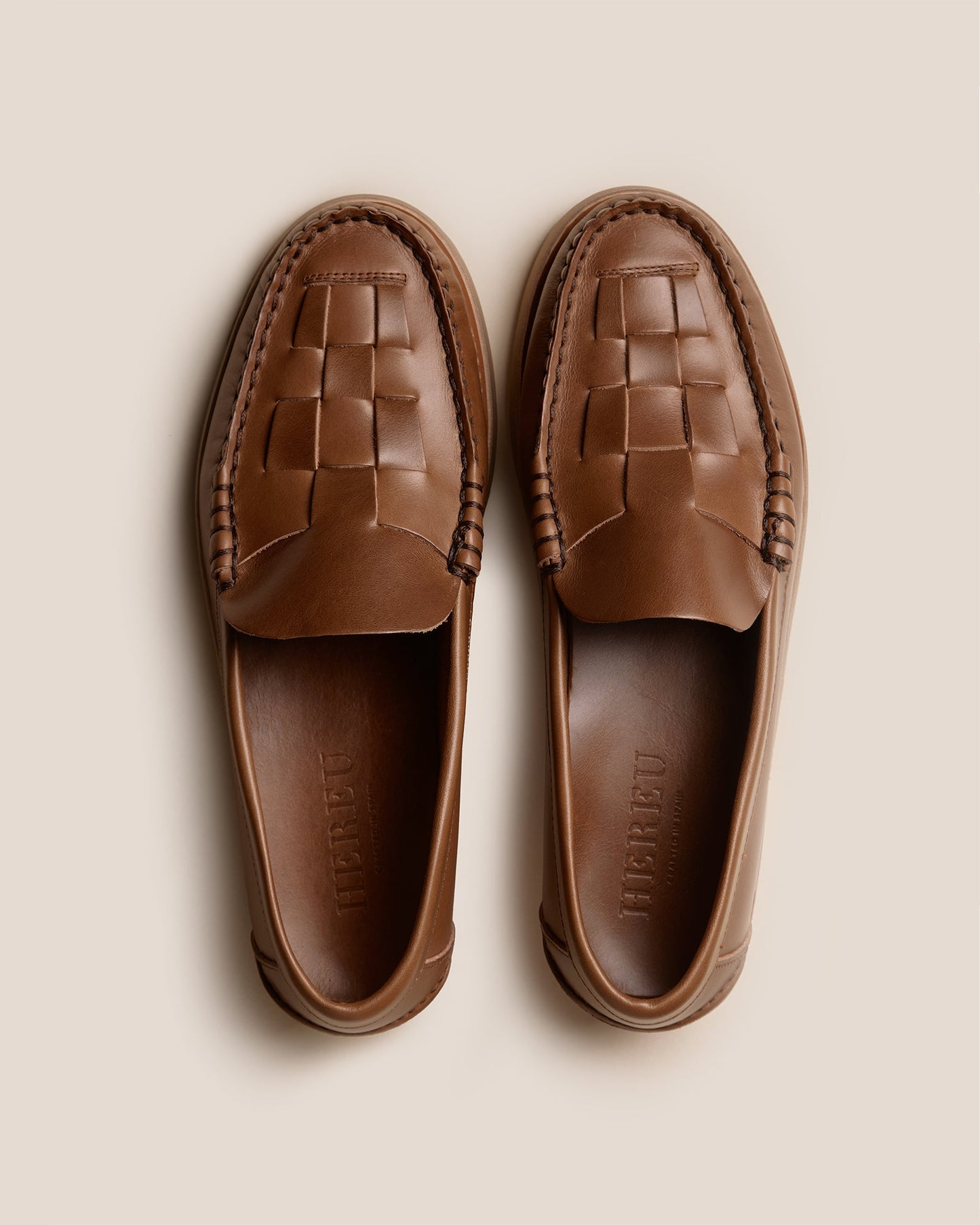 Hereu Online NOMBELA RUBBER VEG TAN - Interwoven Detail Slip-On Loafer - Men