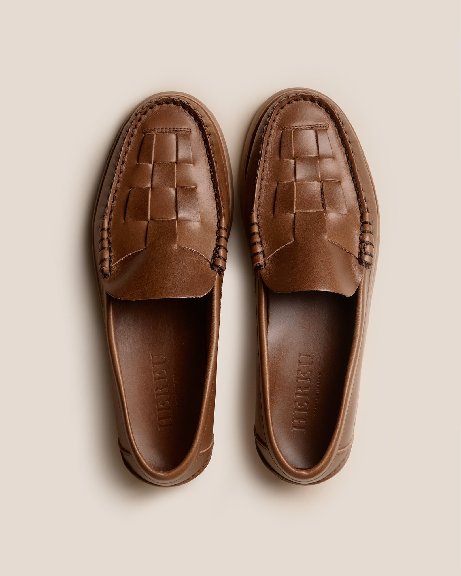 Hereu Online NOMBELA RUBBER VEG TAN - Interwoven Detail Slip-On Loafer - Men