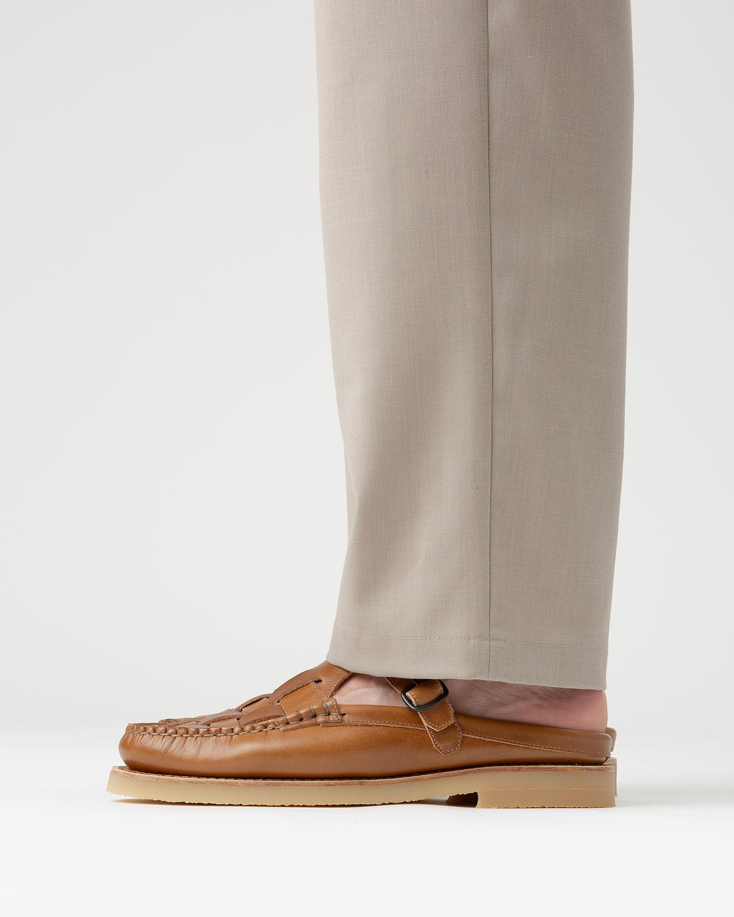 Hereu Sale FERRIOL MULE RUBBER VEG TAN - Woven T-bar Mule Loafer - Men