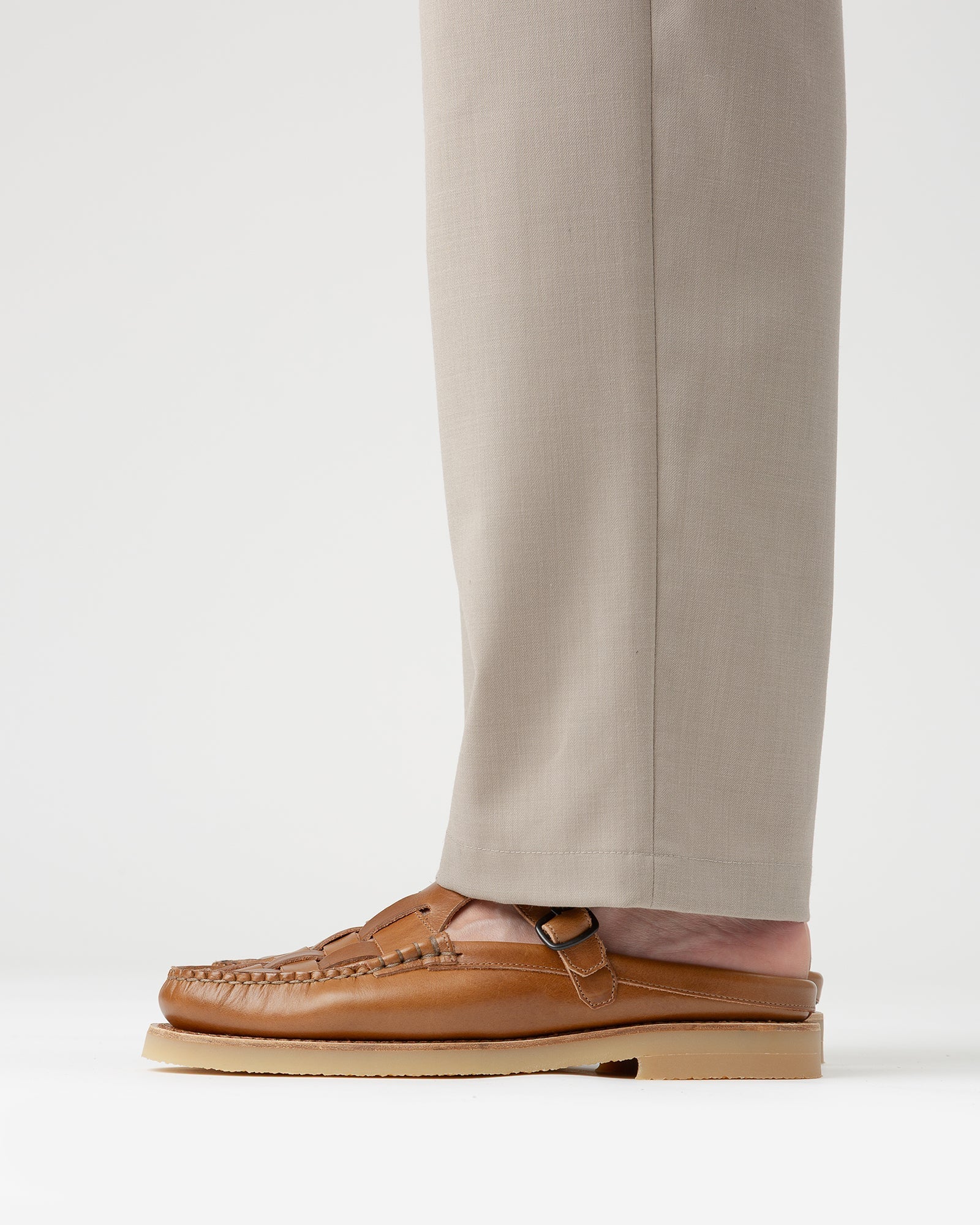 Hereu Sale FERRIOL MULE RUBBER VEG TAN - Woven T-bar Mule Loafer - Men