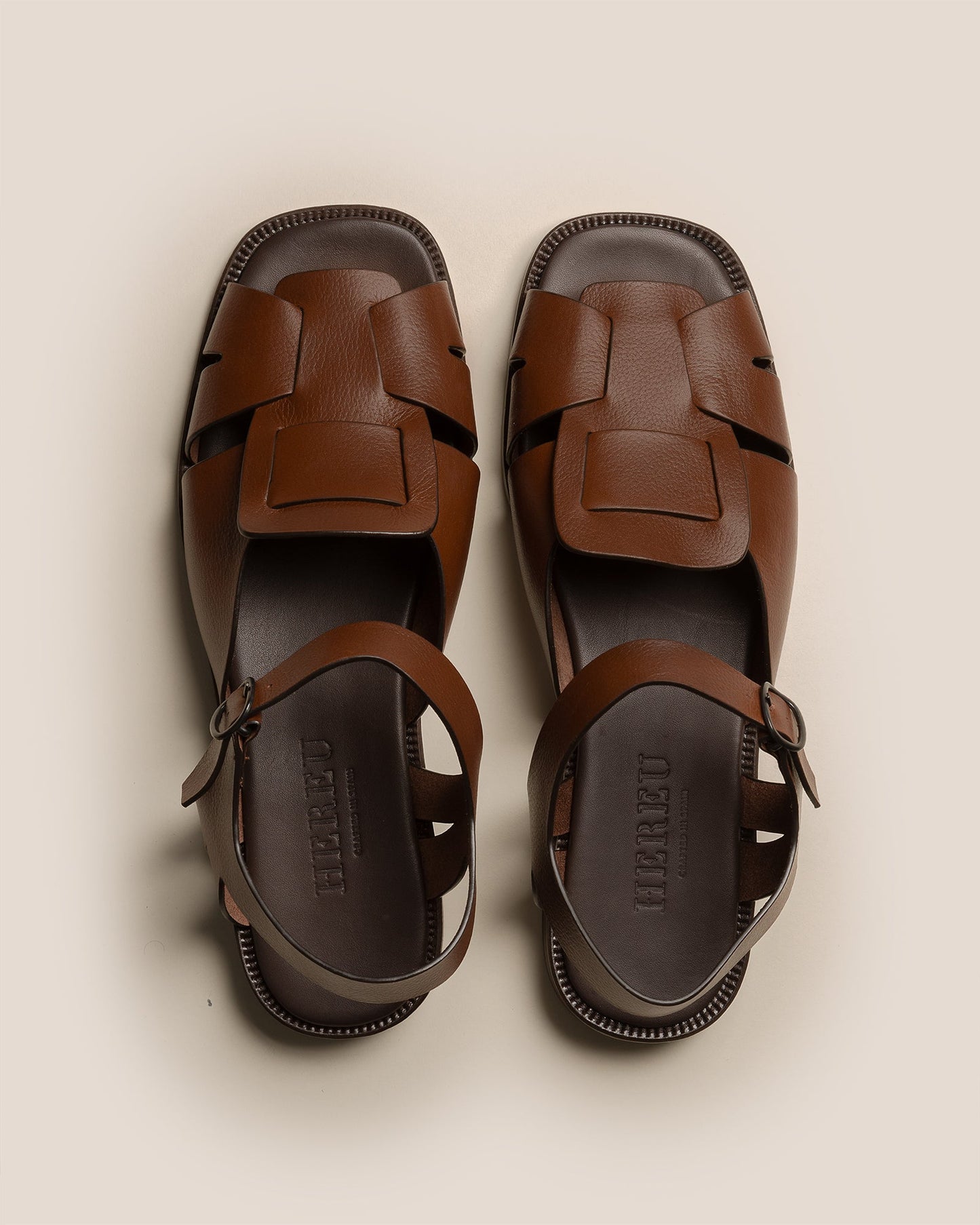 Hereu US ROCA GRAINY VEG TAN - Square-toe Fisherman Sandal - Men