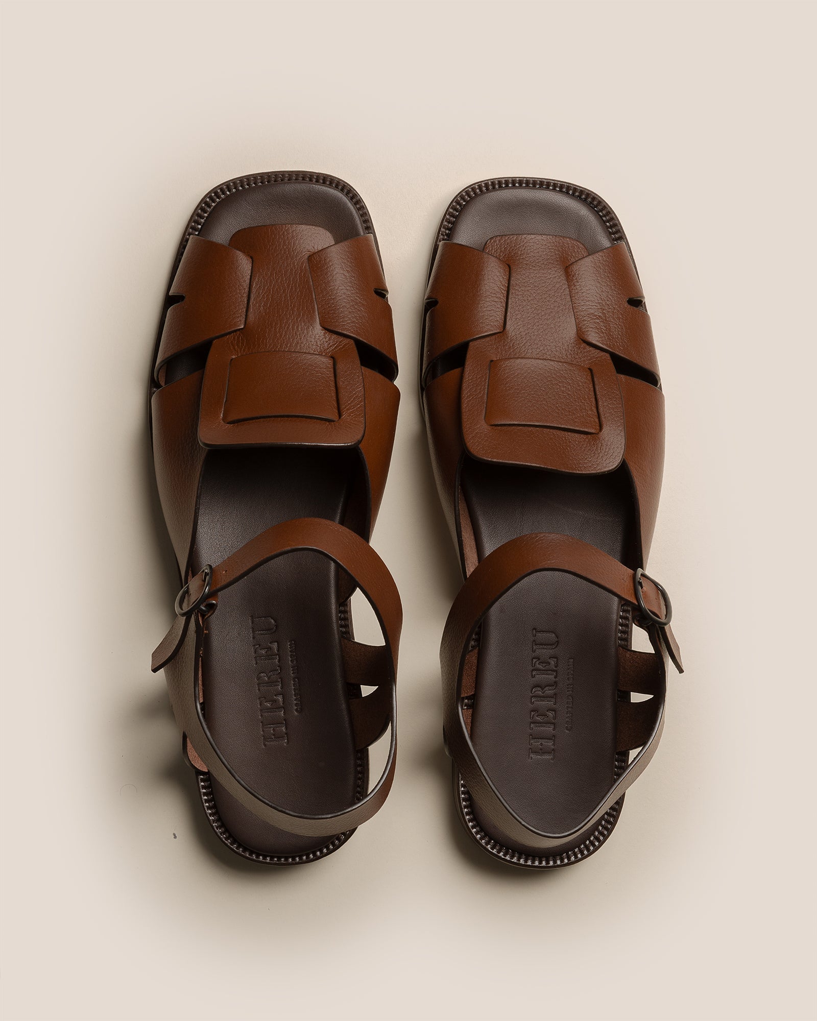 Hereu US ROCA GRAINY VEG TAN - Square-toe Fisherman Sandal - Men